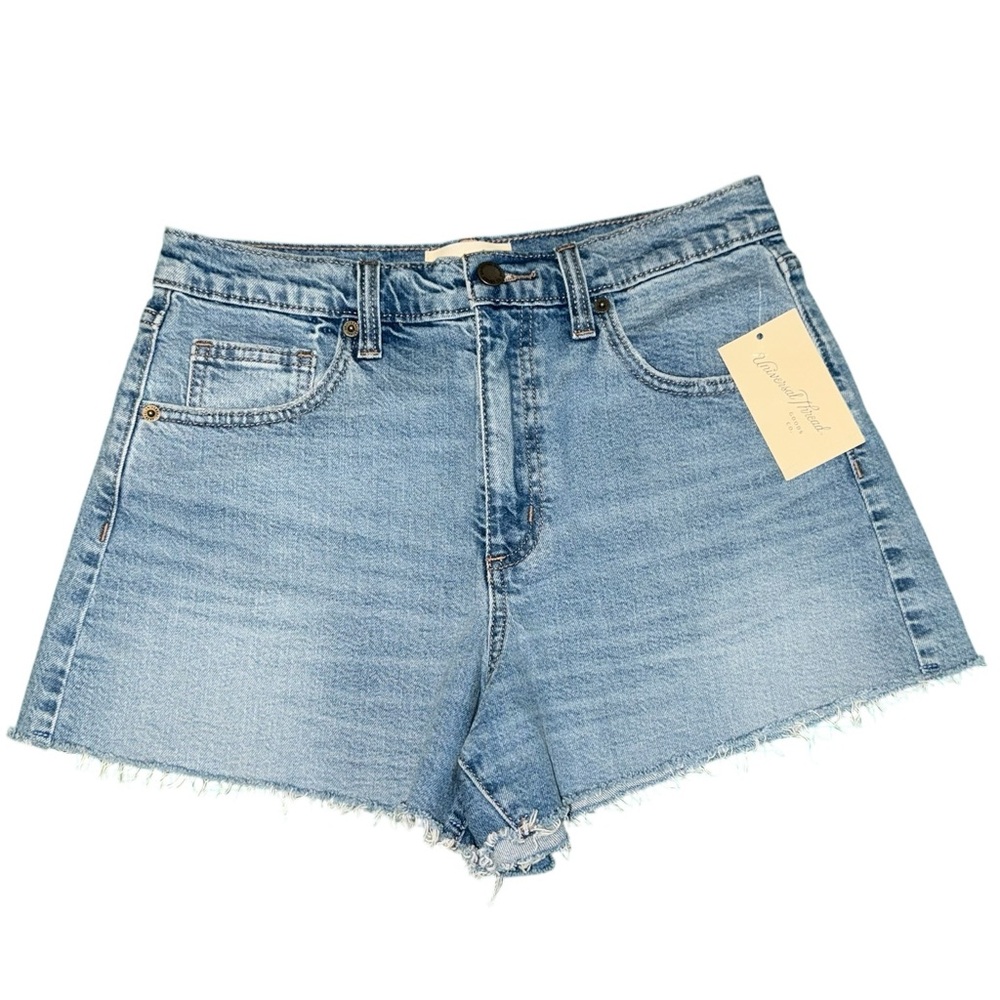 Universal Thread High Rise Denim Shorts Size 6 NWT Distressed Hem Fair Trade